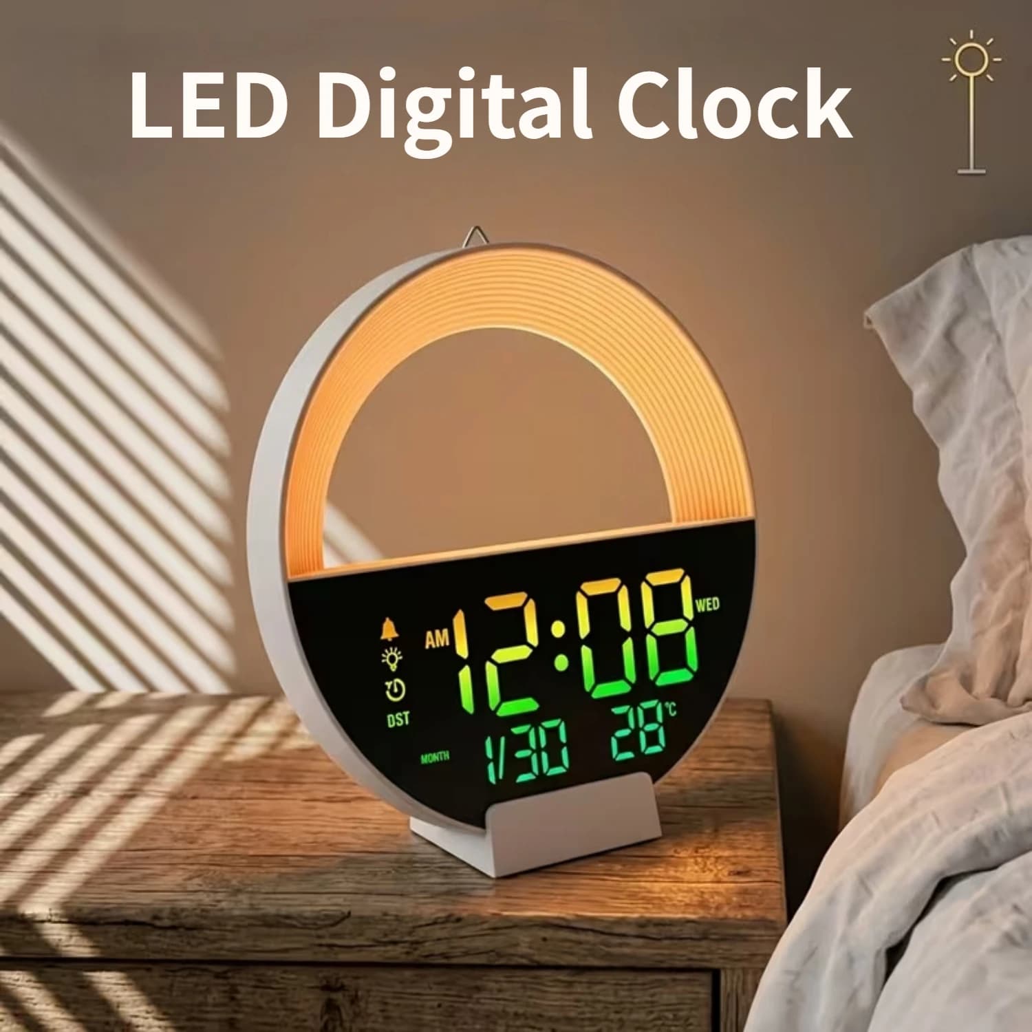 Orologio Digitale LED con Telecomando, Calendario, Temperatura, DST Automatico, Luce Notturna a 11 Colori, Orologio da Parete Digitale per Arredamento Casa