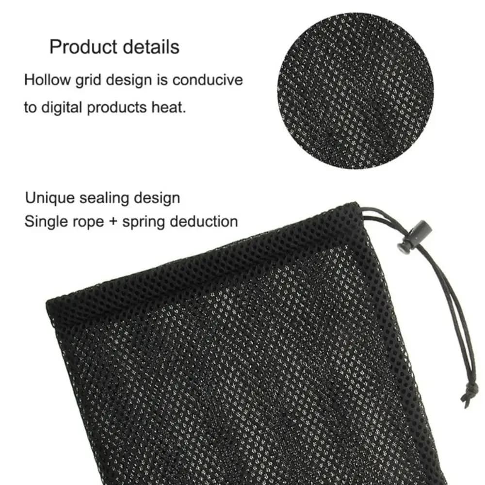 Portable Multi-Functional Drawstring Storage Bag Mesh Nylon Pouch Bag Drawstring Pocket Earphone Box Data Cable Charger
