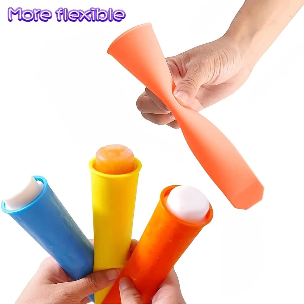 Set di 6 Stampi per Ghiaccioli in Silicone Riutilizzabili con Coperchi, Tubi Antisgocciolamento e Sistema di Rilascio Facile con Un Solo Pressione per Ghiaccioli Fatti in Casa