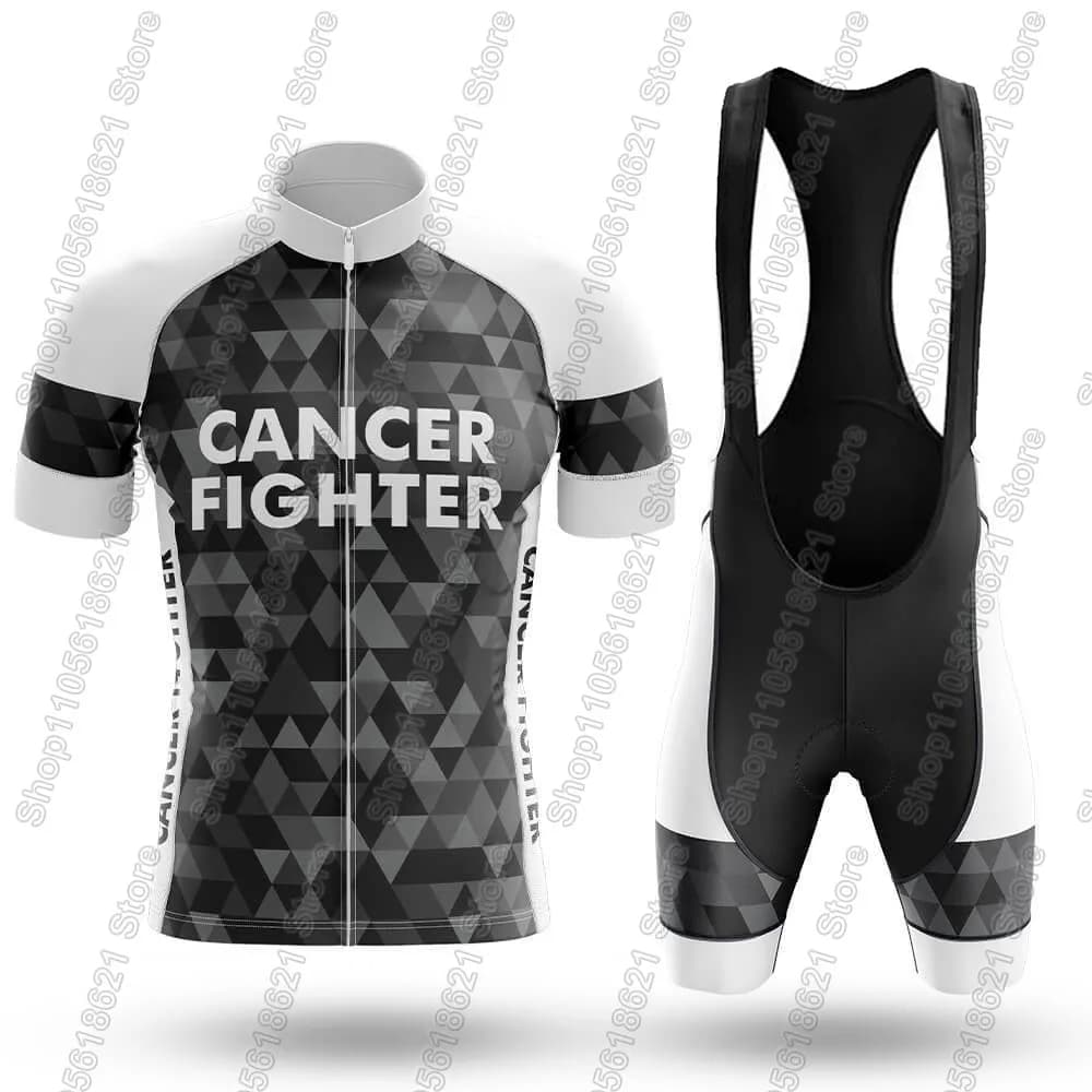 Cancer-Fighter Cycling Jersey 2026 Set Summer Men Bicycle Clothing Road Bike Shirts Suit Bicycle Bib Shorts MTB Ropa Maillot