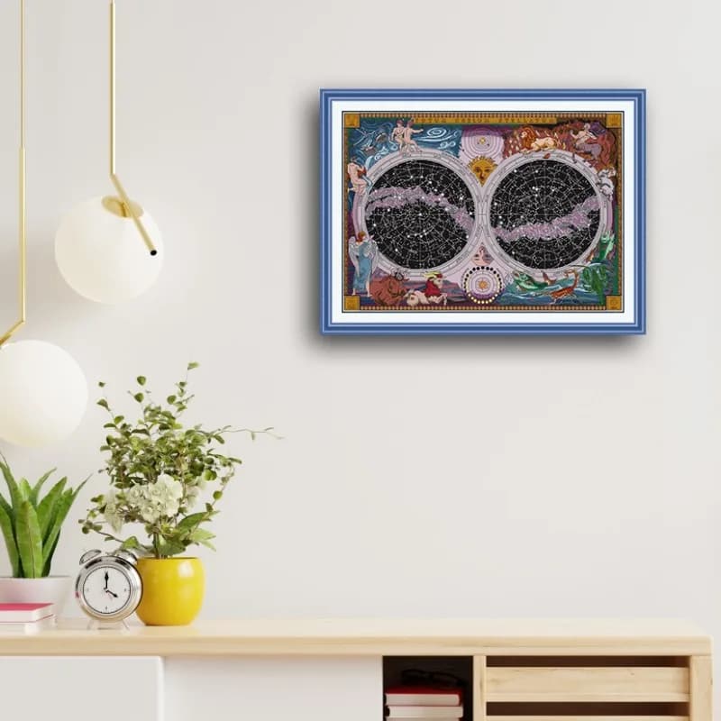 Cross-stitch thread embroidery anime series, night sky map