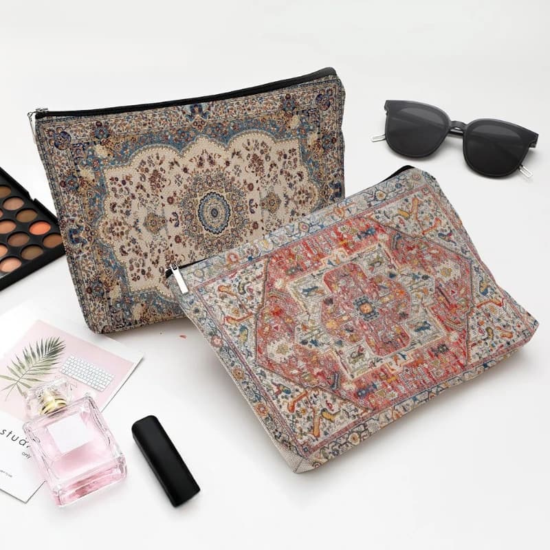 Borsa portaoggetti stampata in tessuto, astuccio per studenti, borsa multifunzionale per trucchi da donna, organizer da viaggio per cosmetici