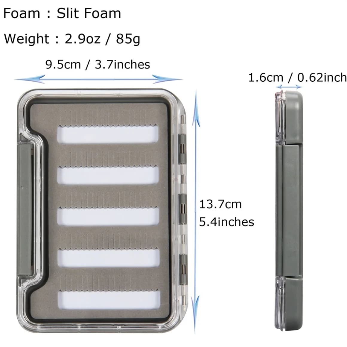 Fly fishing box 2 pieces Super slim Design transparent magnetic compartments for Pad face slot foam boxes 5.4X3.7X0.62inch