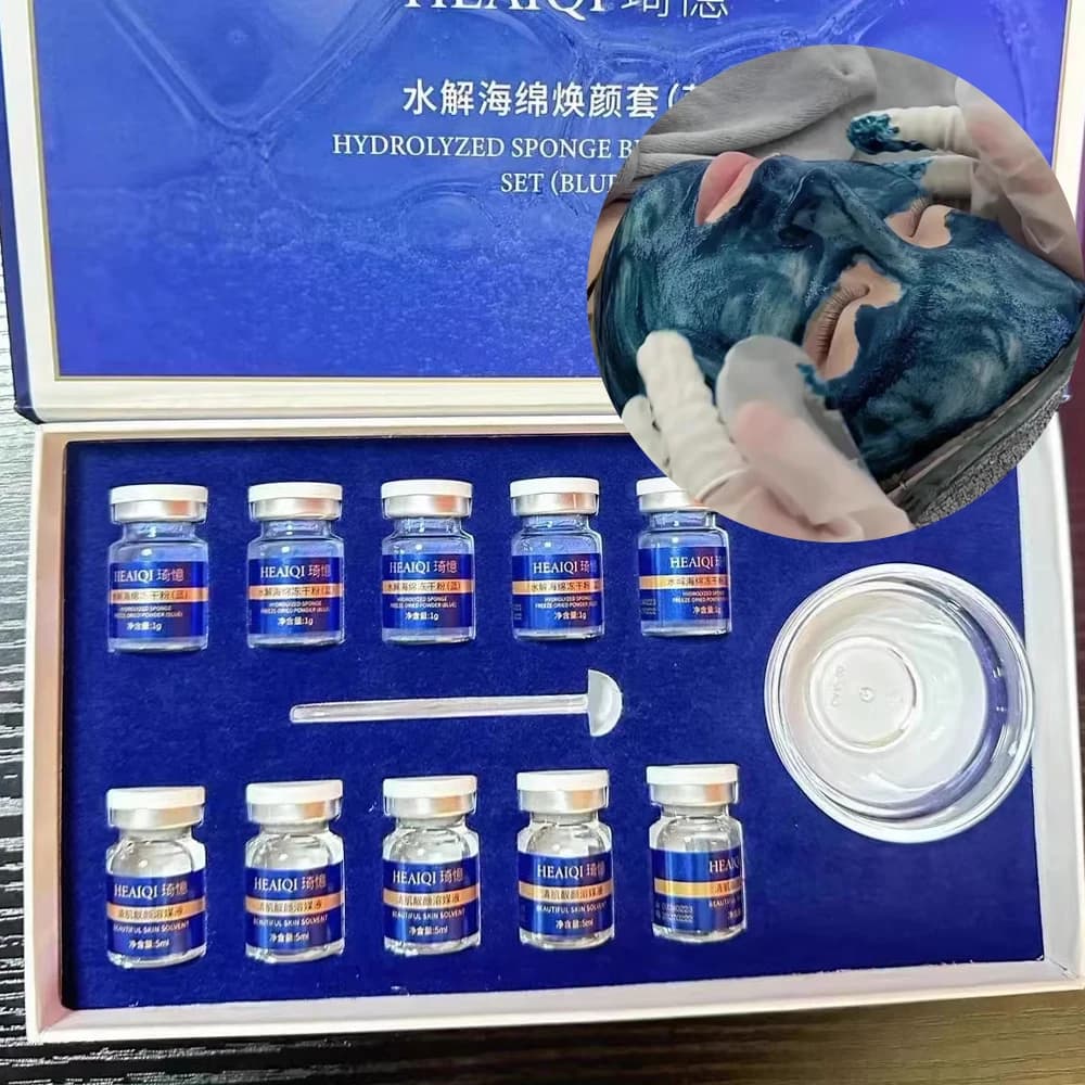 Skin Care Kit with Blue Microalgae Sponge, Skin Booster, Collagen Whitening, Natural Organic Extract, Sponge with Spicule for Resurfacing