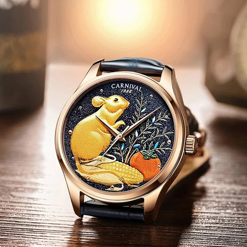 Orologi meccanici automatici di carnevale modello Mouse orologio da uomo in cristallo di zaffiro impermeabile di lusso movimento MIYOTA in vera pelle