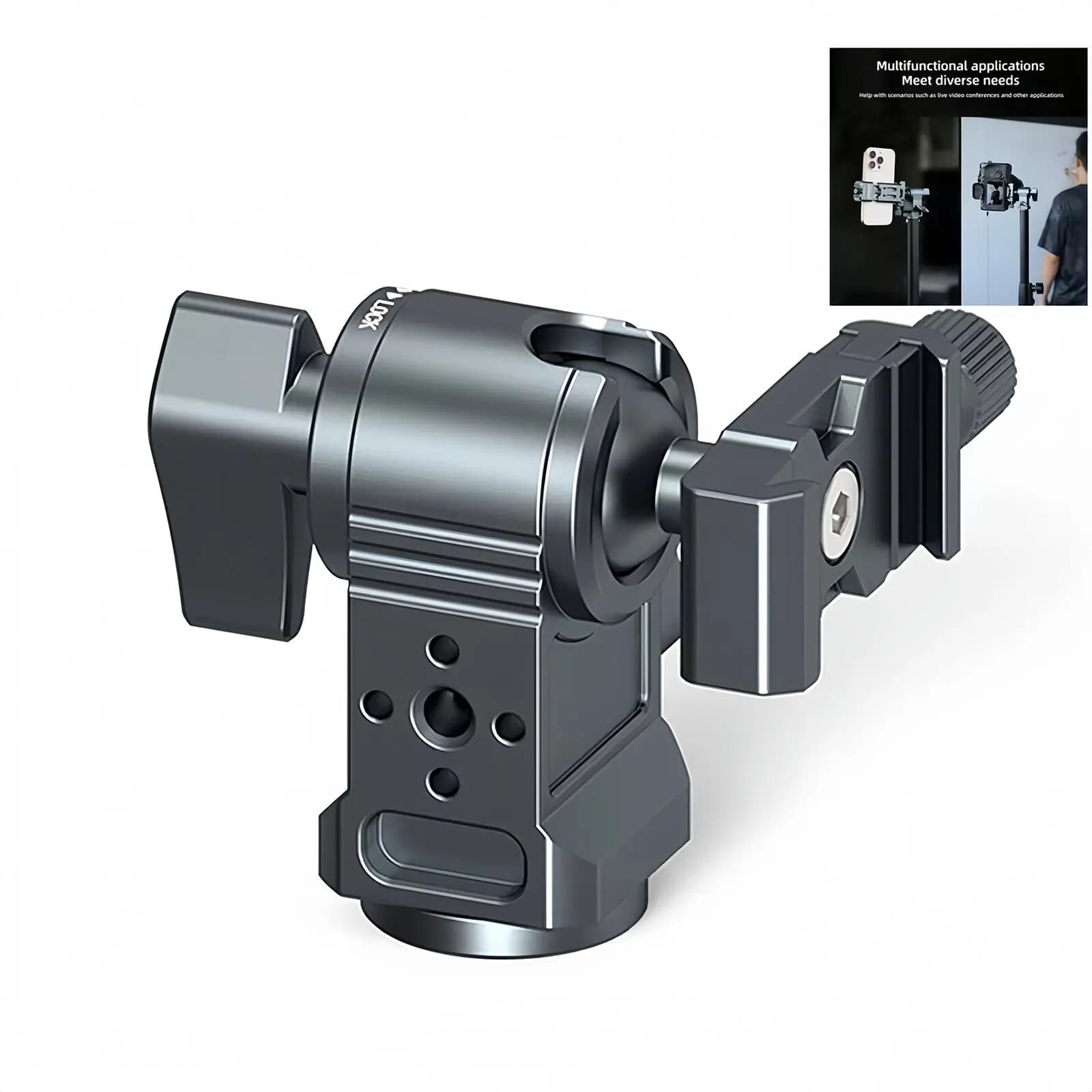 Supporto a Sfera con Rotazione a 360° con Foro da 1/4\" Adattatore per Supporto Luce Arca per Fotocamere, Supporti per Telefoni/Laptop, Illuminazione