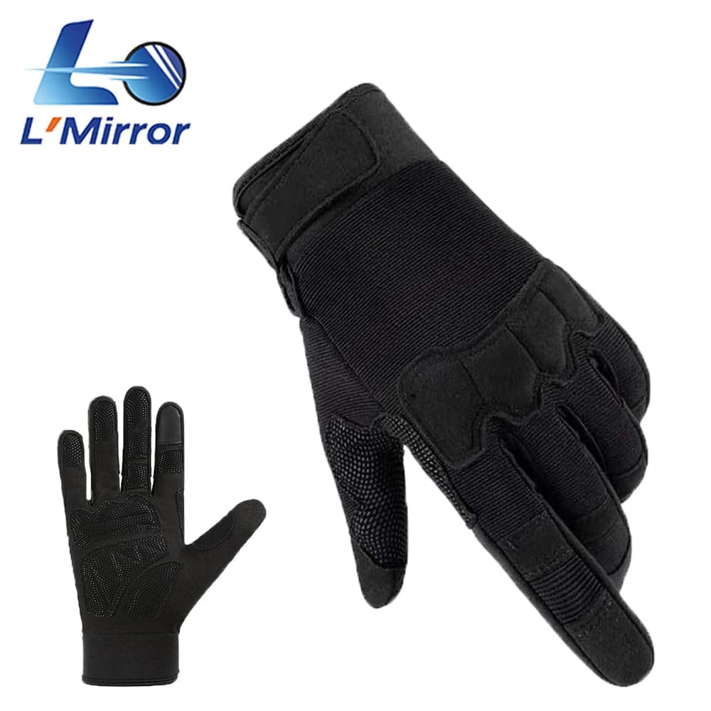 L●Mirror Tactical Work Gloves Men Women, Wear-Resistant Touch Screen Gloves with Adjustable Wrist for Outdoor Sports Motorcycle