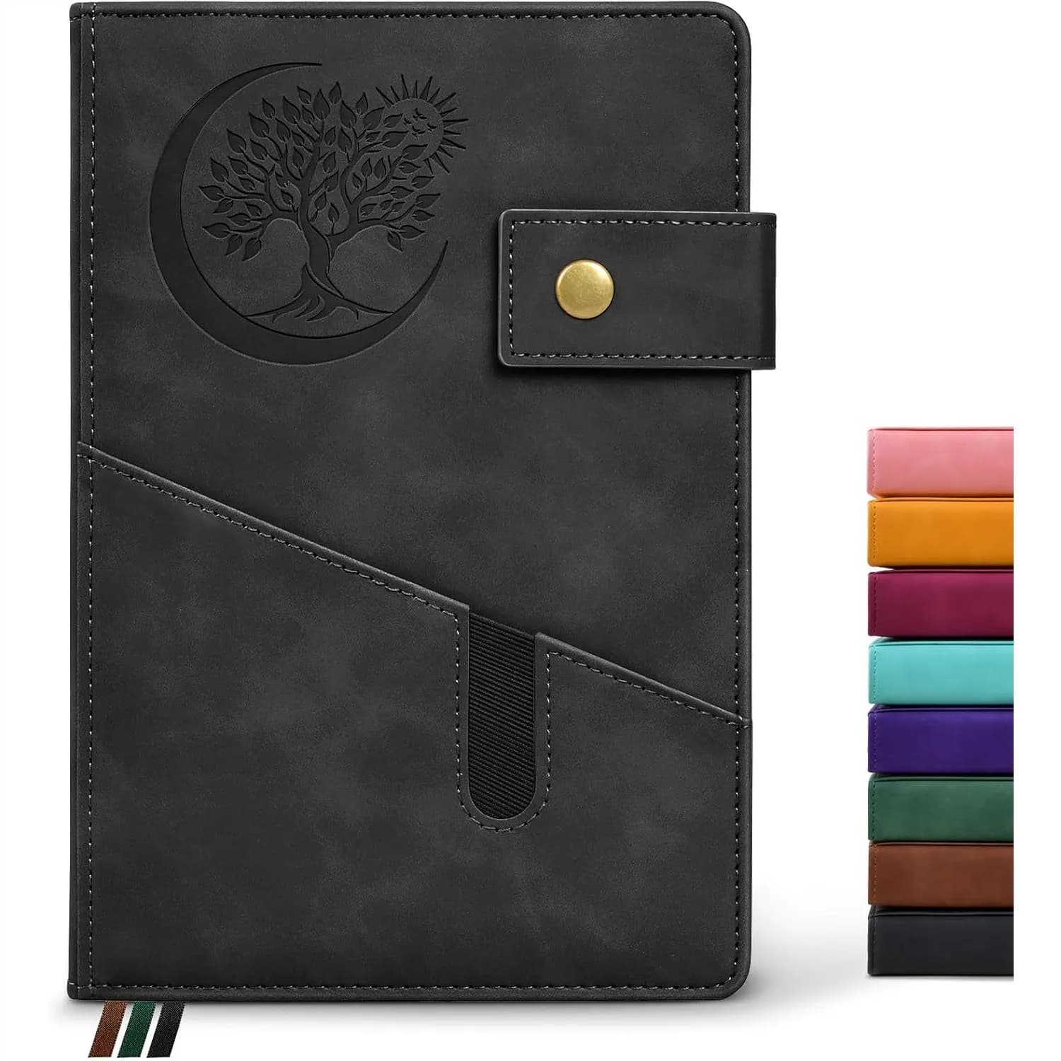 A5 Hardcover Leather Blank Journal Notebook 200 Pages Thick Paper Unlined Sketchbook for Drawing Writing 5.9"x8.4" Plain Notebook Black
