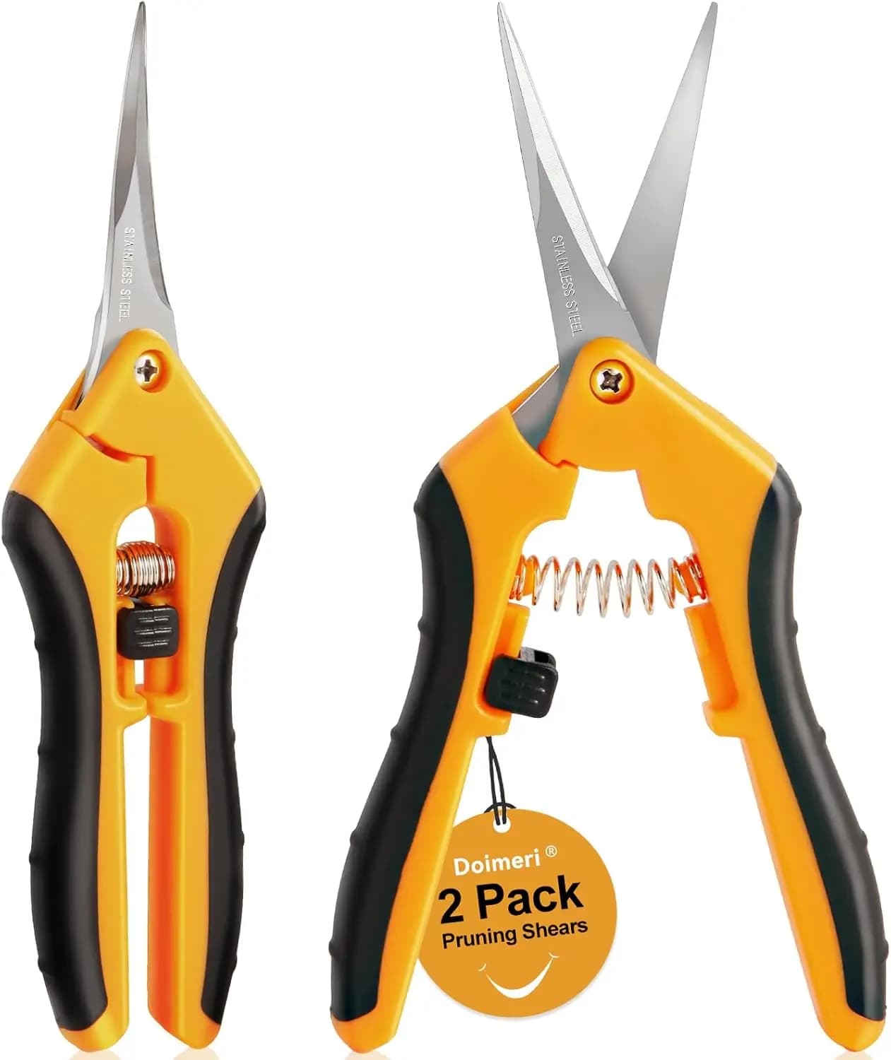 Set of 2 Power Scissors, 6.5 Inches, with Stainless Steel Sharp Blades and Comfortable Grip for Plants/Bonsai