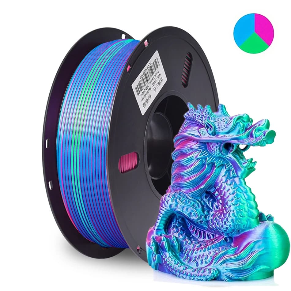 3D Printer Filament PLA in triple silk color 1,75 mm 3 in 1 Pink Red/Blue sky/Green Filament for extruder 3D printing material