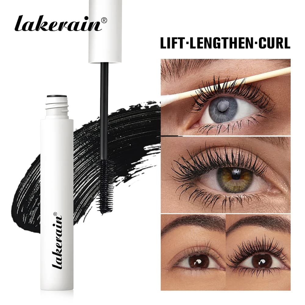 Lakerain Exterior and Nutrient Eyelash Mascara, Double Brush Design, Natural and Densa Formula, Easy to Rinse