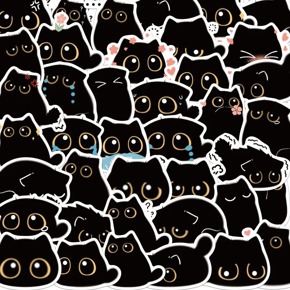 40 pezzi simpatici adesivi per gatti bricchette nere impermeabili decorazione per cartoni animati laptop tazza telefono valigia regalo per bambini decalcomania giocattolo