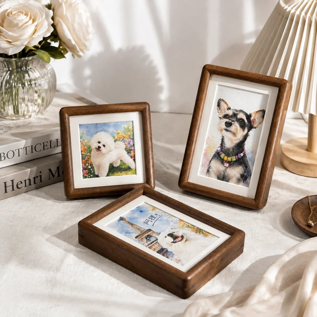 Custom Pet Portrait Wooden Frame Pet Photo Into A Beautiful Keepsake Dog Cat Memorial Gift Personalized Solid Wood Picture Frame