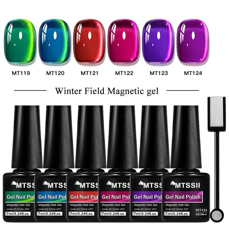 7 pz Campo Invernale Gatto Gel Magnetico Smalto Per Unghie Set Oceano Animale Gatto Design Magnetico Semi Permanente Gel UV Vernice Soak Off Unghie