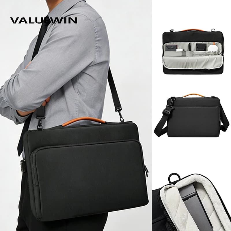 Borsa a Tracolla per Laptop 13-14 Pollici per Macbook Air Pro 13 14, Custodia Portatile con Tasca Frontale, Borsa per Computer per Affari