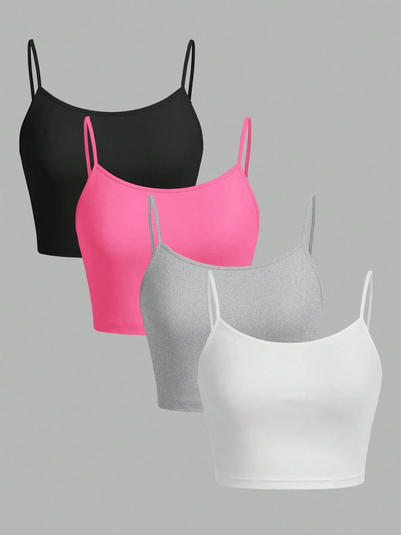 4 Pieces Women's Sexy Summer Vest Tank Tops Solid Color Adjustable Comfortable Vest Soft Girl's Ladies Cropped Vest Crop Tops