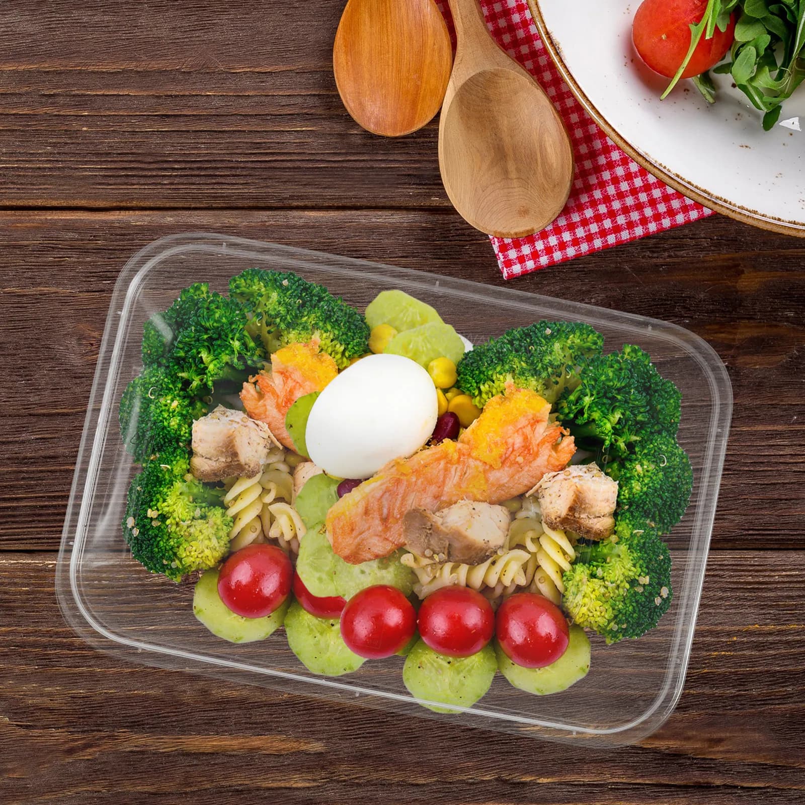 25Pcs Microwave Food Boxes Clear Plastic Meal Prep Containers Leakproof Reusable Lunch Storage Box for Travel School Work