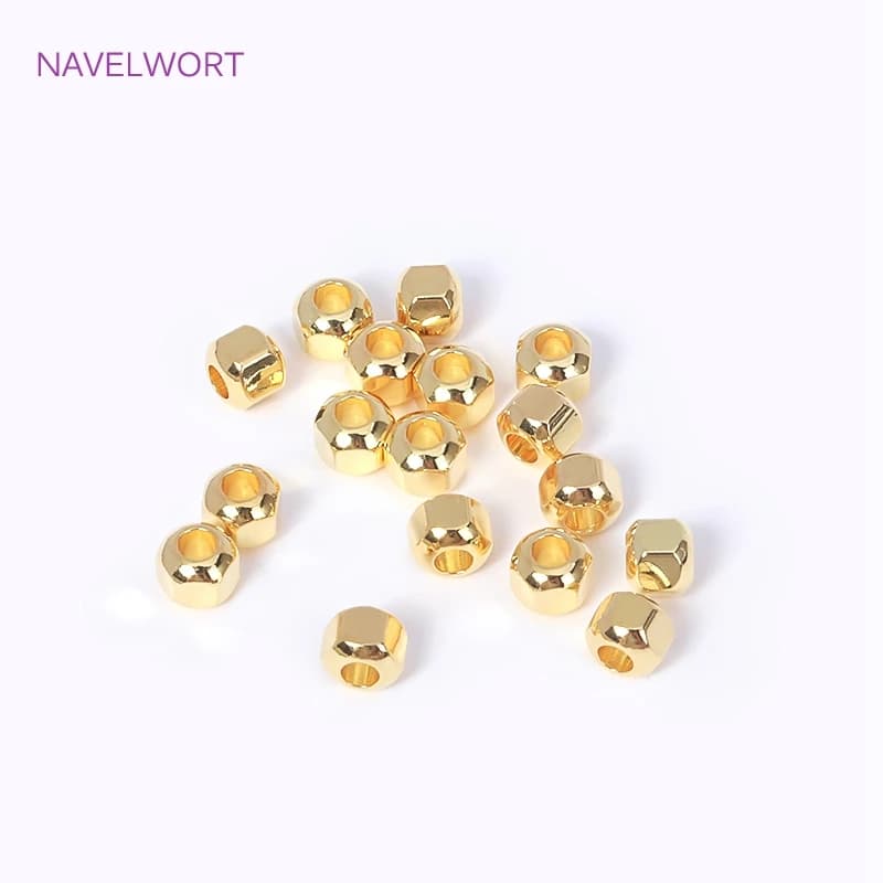 20/40/60Pcs 18K Gold Plated Brass Hexagon Spacer Beads For Jewelry Making,Separator For Beads,DIY Bracelet Making Accessories