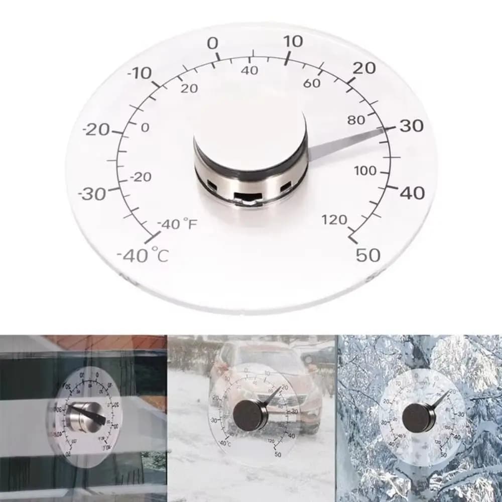 Waterproof Window Thermometer Mini Clear Outdoor Temperature Meter Weather Tool Stainless Steel Pointer Celsius Tester