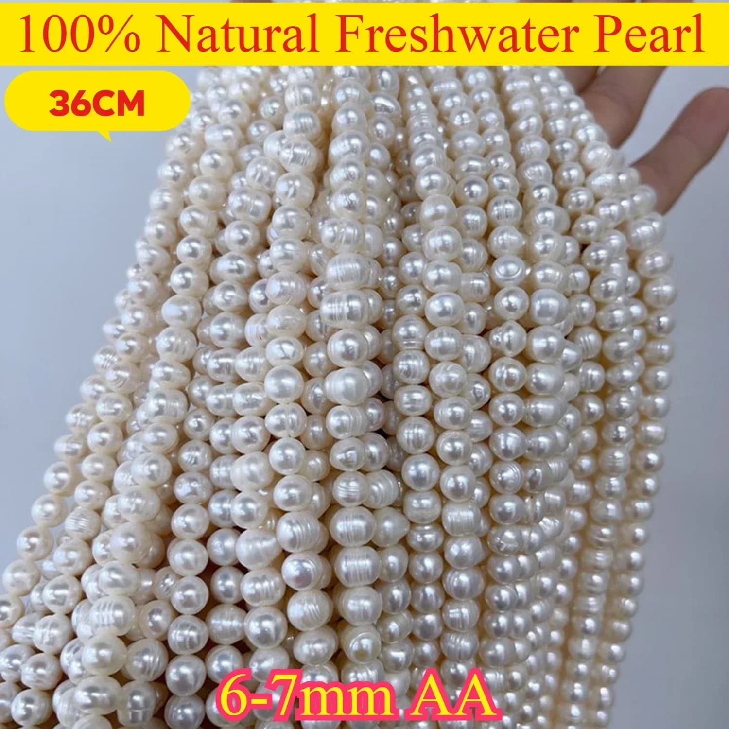 6-7mm AA Perla d'acqua dolce bianca rotonda naturale Squisita nuova perla Gioielli Crea accessori per braccialetti per collane fai da te Matrimonio da donna