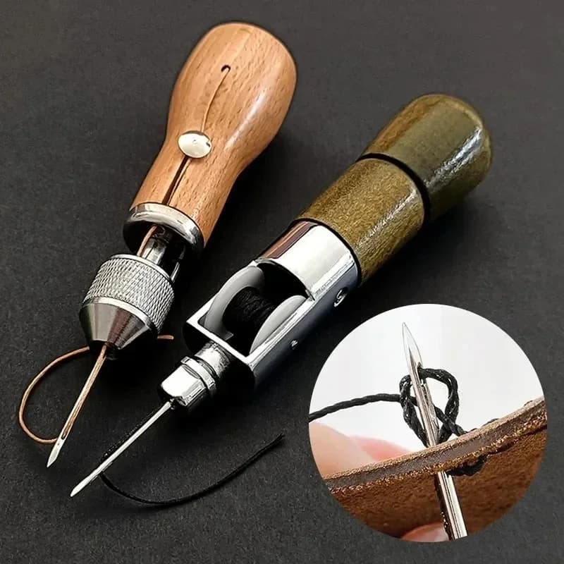 Kit punteruolo per cucire in pelle Set cucitrice a mano Blocco cucitura cucitrice a mano Kit filo per ago da cucito Strumenti per punto artigianale fai-da-te per la casa