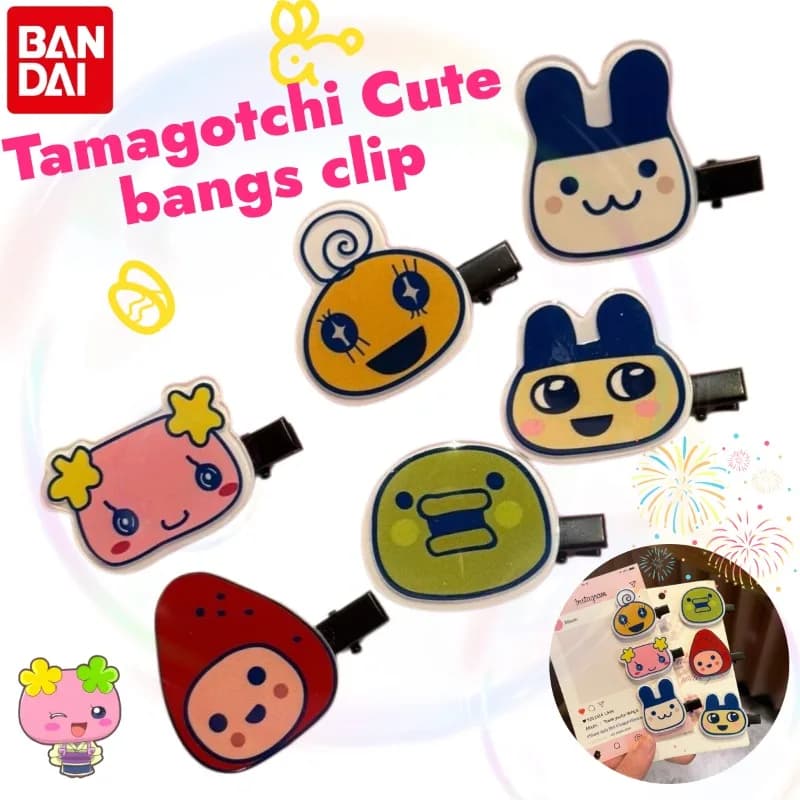 2026 New Bandai Tamagotchi Hair Clips, Cute Strawberrytchi & Kuchipatchi Kawaii Side Bang Barrettes, Girly Hair Accessories