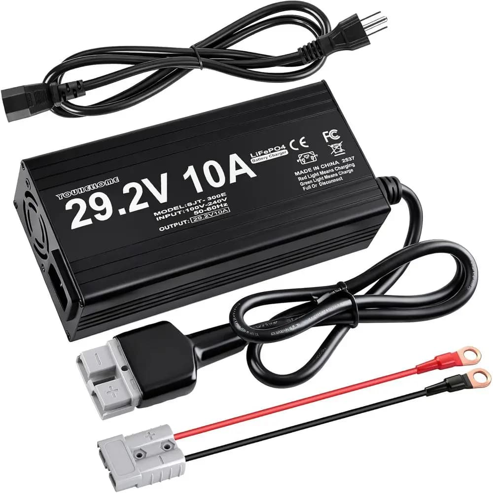 Caricabatteria al litio 24V (29,2V massimo) 10A per LiFePO4 Ciclo profondo Batteria ricaricabile 30AH-150AH Multi protezioni di sicurezza Smart