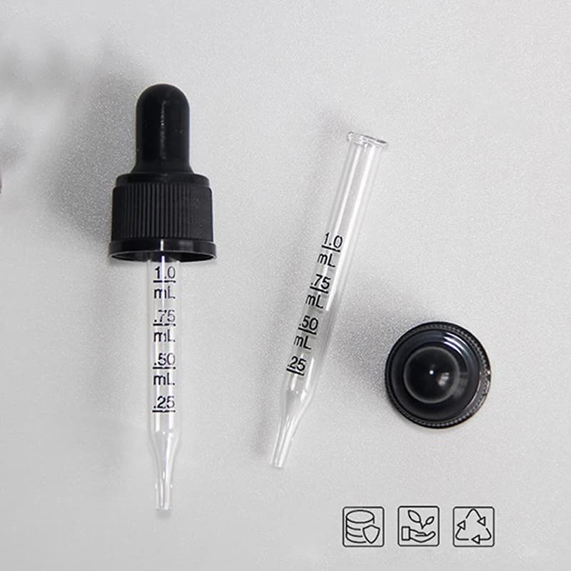 Testa contagocce per olio essenziale Gomito in vetro Testa contagocce graduata Accessori per bottiglie di gocce Strumenti per la cura della pelle per il trucco di bellezza