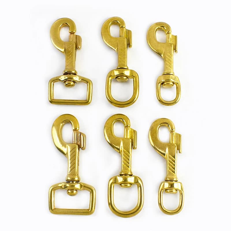 Moschettone Girevole in Ottone 1/3P 13-27mm, Clip a Grilletto in Metallo Resistente, Gancio a Scatto per Borsa, Cintura, Guinzaglio per Animali Domestici, Chiusura in Pelle, Accessori Fai da Te