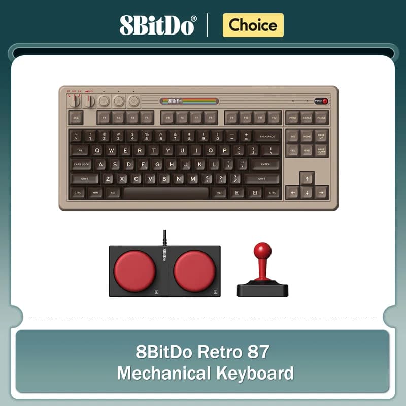 Retro 8BitDo mechanical keyboard, hot replaceable game keyboard BT/2.4G/USB-C with 87 buttons, double super programmable buttons