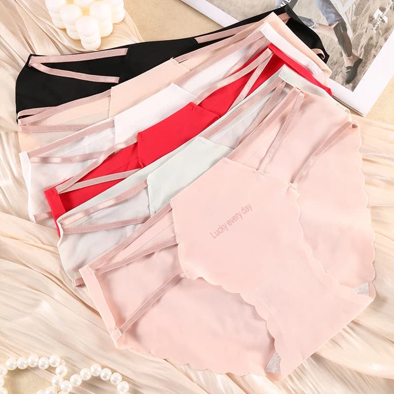 Nuovi slip da donna con cinturino traforato, sottili e traspiranti, con interno in puro cotone antibatterico, intimo da donna senza cuciture in seta ghiaccio.