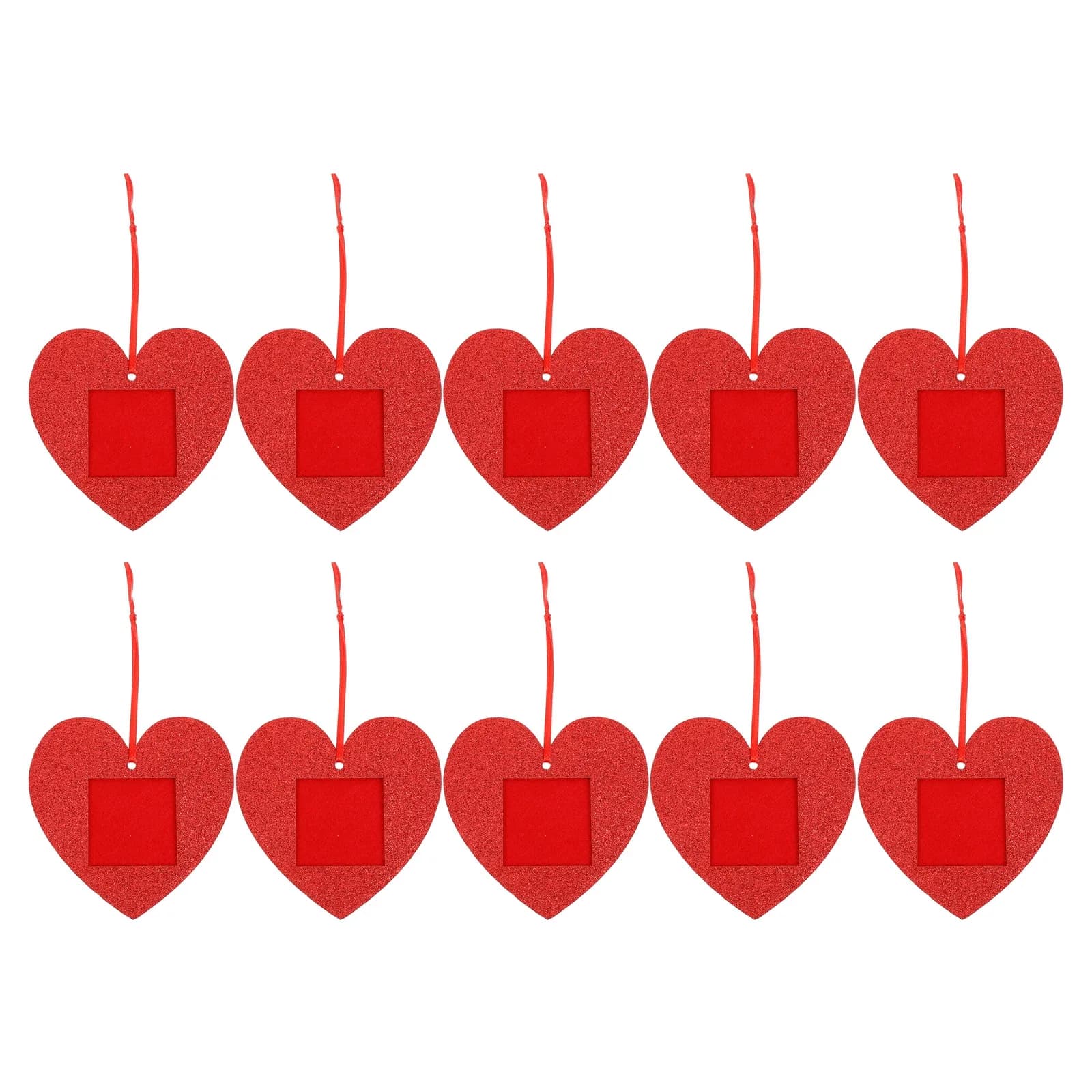 10 cornici a cuore da appendere, romantiche in feltro con glitter, decorazioni per San Valentino, mini ornamenti fotografici per l'albero