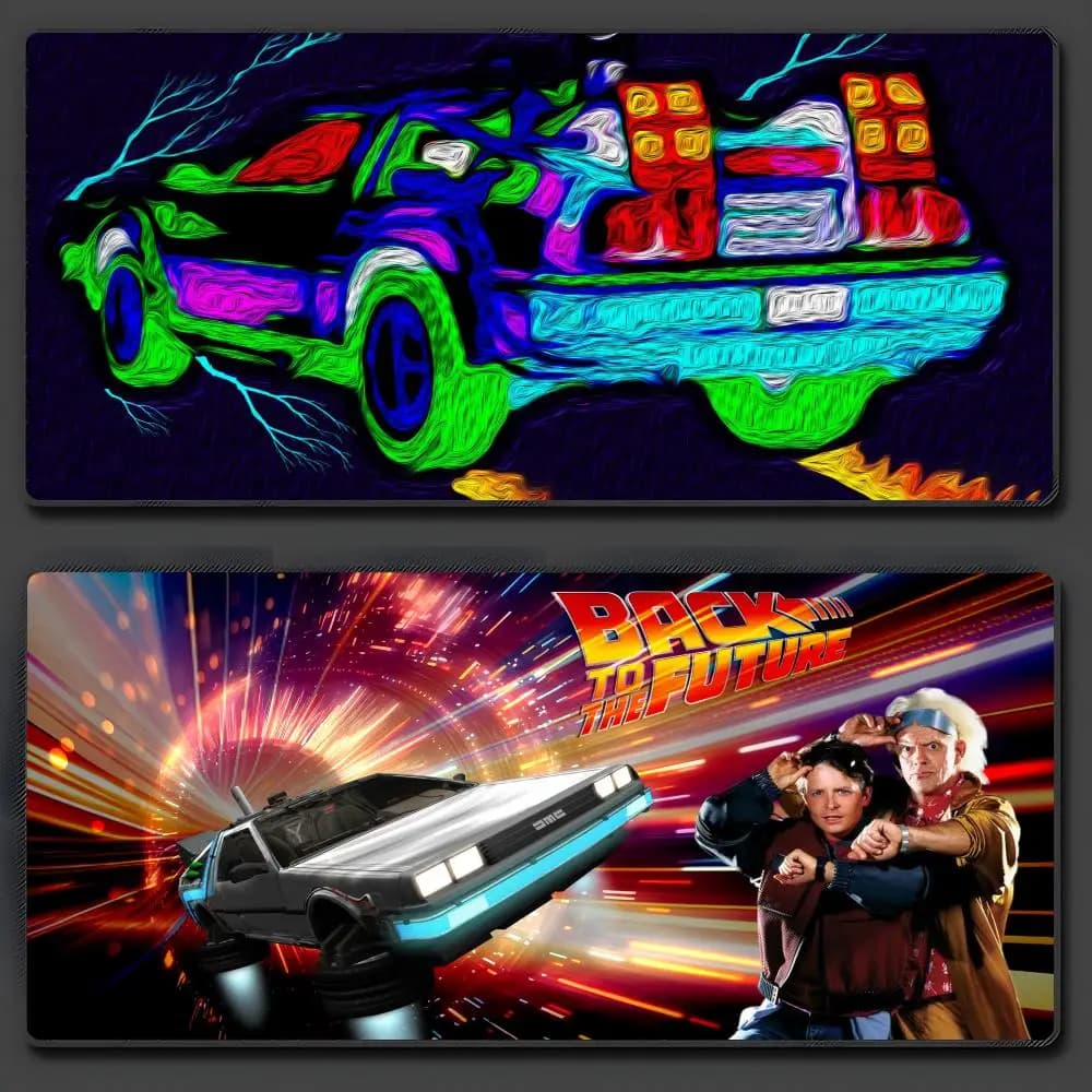 Tappetino per mouse Back To The Future, grande, antiscivolo, in gomma, per gaming, resistente, con bordo cucito spesso, adatto per ufficio e gaming