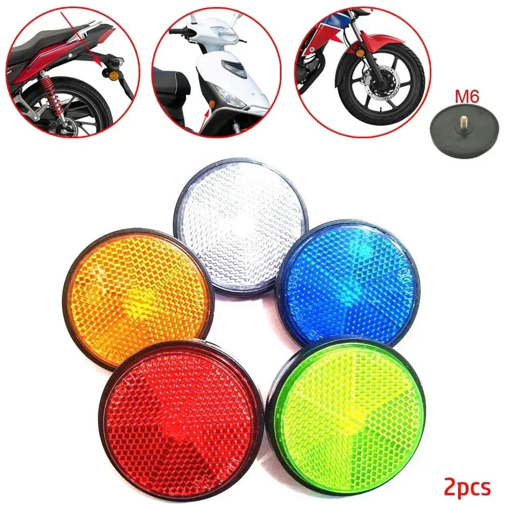2xRiflettore circolare per auto Camion Moto Riflettore notturno Luce di rifrazione Parte Adesivo riflettente per biciclette elettriche per moto