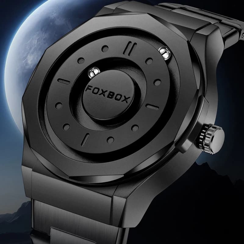NUOVO FOXBOX Orologio da Uomo di Lusso alla Moda con Movimento al Quarzo, Lancette Scorrevoli Creative, Impermeabile, Cronografo con Cinturino in Acciaio