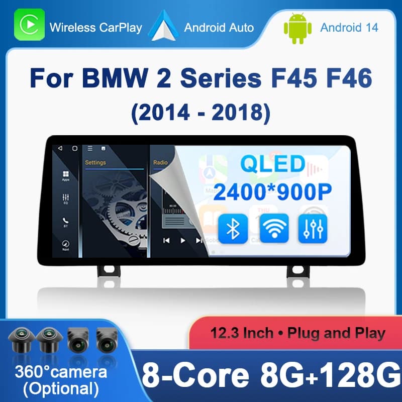 Wireless CarPlay Per BMW Serie 2 F45 F46 2014 - 2018 NBT EVO Sistema di Autoradio Multimediale Android Auto di Navigazione GPS Bluetooth