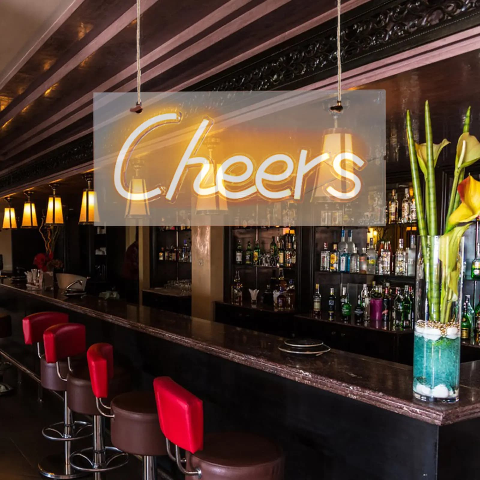 Insegna LED in Acrilico 'Cheers', Luce Decorativa da Parete per Bar, Camera da Letto, Soggiorno, Feste, Matrimoni, Natale, Halloween e Festival