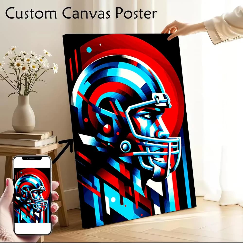Poster su Tela con Ritratto di Giocatore di Football Americano, Immagini Personalizzate, Arte Murale su Tela per Arredamento Vintage del Soggiorno