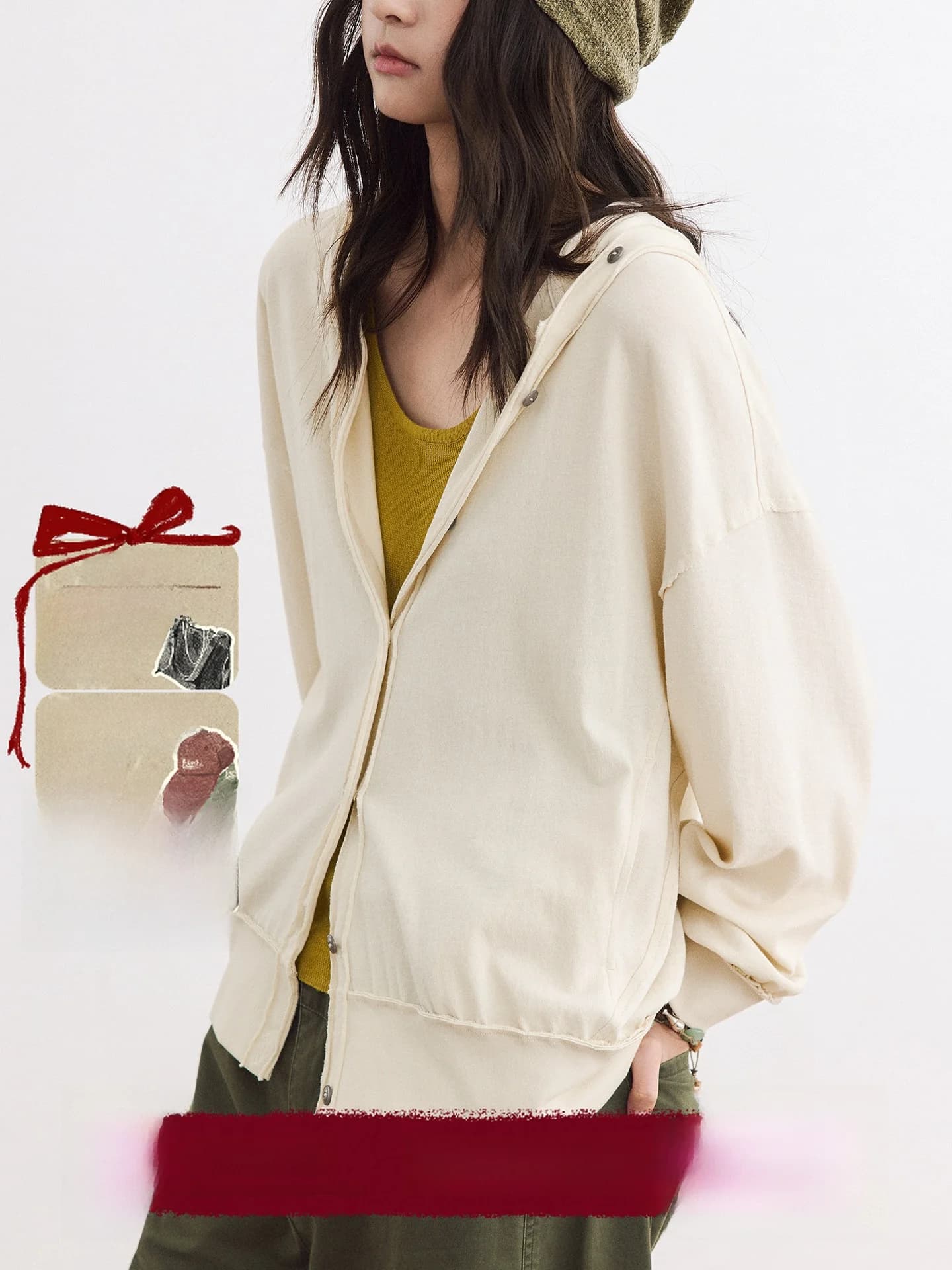 Octopusme Retro Style Hooded Open Cardigan Jacket Women's Lightweight Simple Match Summer Sweatshirt Cotton Long Sleeve