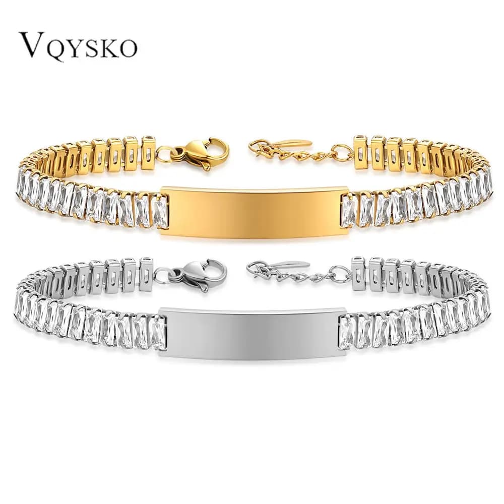 Fashionable stainless steel torque bracelet zircone bracelet with 9 mm smooth laser logo for women jewelry accessories
