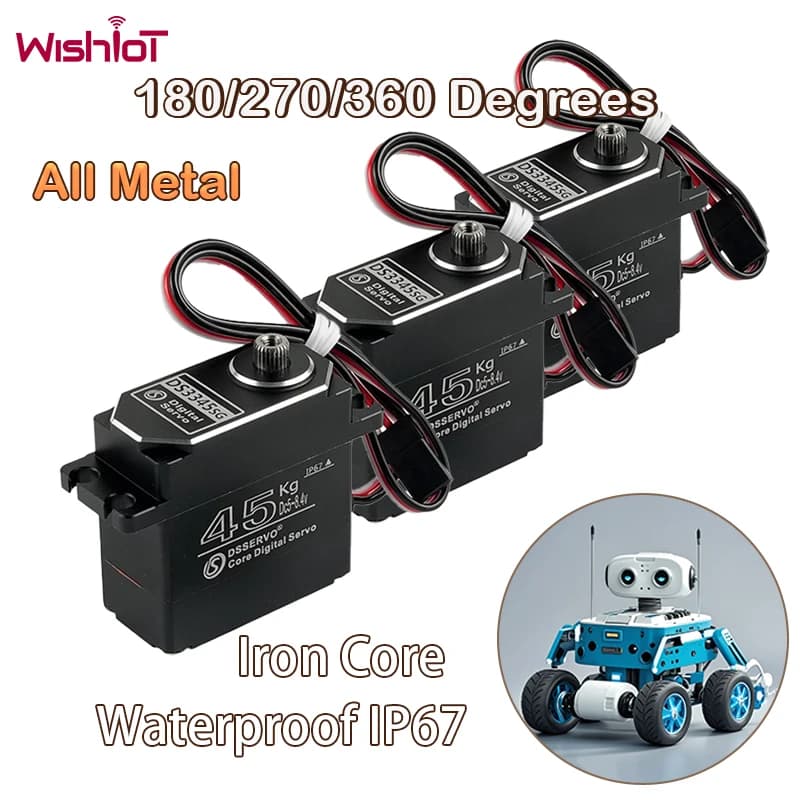 Servo digitale 45Kg Metal Gear Motore con nucleo in ferro 180/270/360 gradi Servos IP67 impermeabili per RC Robot Car Boy Giocattoli RC fai da te # T3
