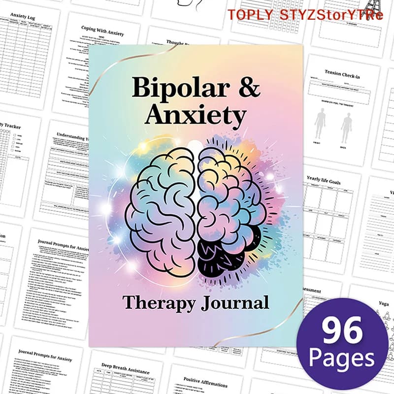 1PC Quaderno per Terapia Psicologica dell'Ansia Bipolare e del Disturbo Bipolare (BD), Agenda e Planner