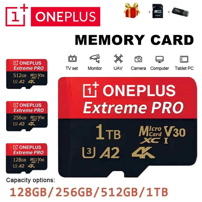 OnePlus SD Memory Card 2TB1TB256GB High Speed Micro TF Card Class High Capacity USB Adapter For Phone Laptop PC Camera Mac 2026