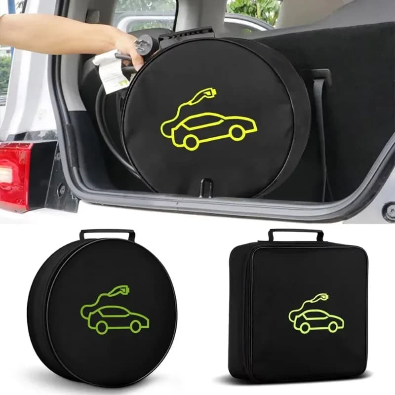 Borsa portatile per il trasporto di cavi di ricarica per veicoli elettrici, custodia impermeabile per cavi di avviamento auto, organizer per auto elettriche