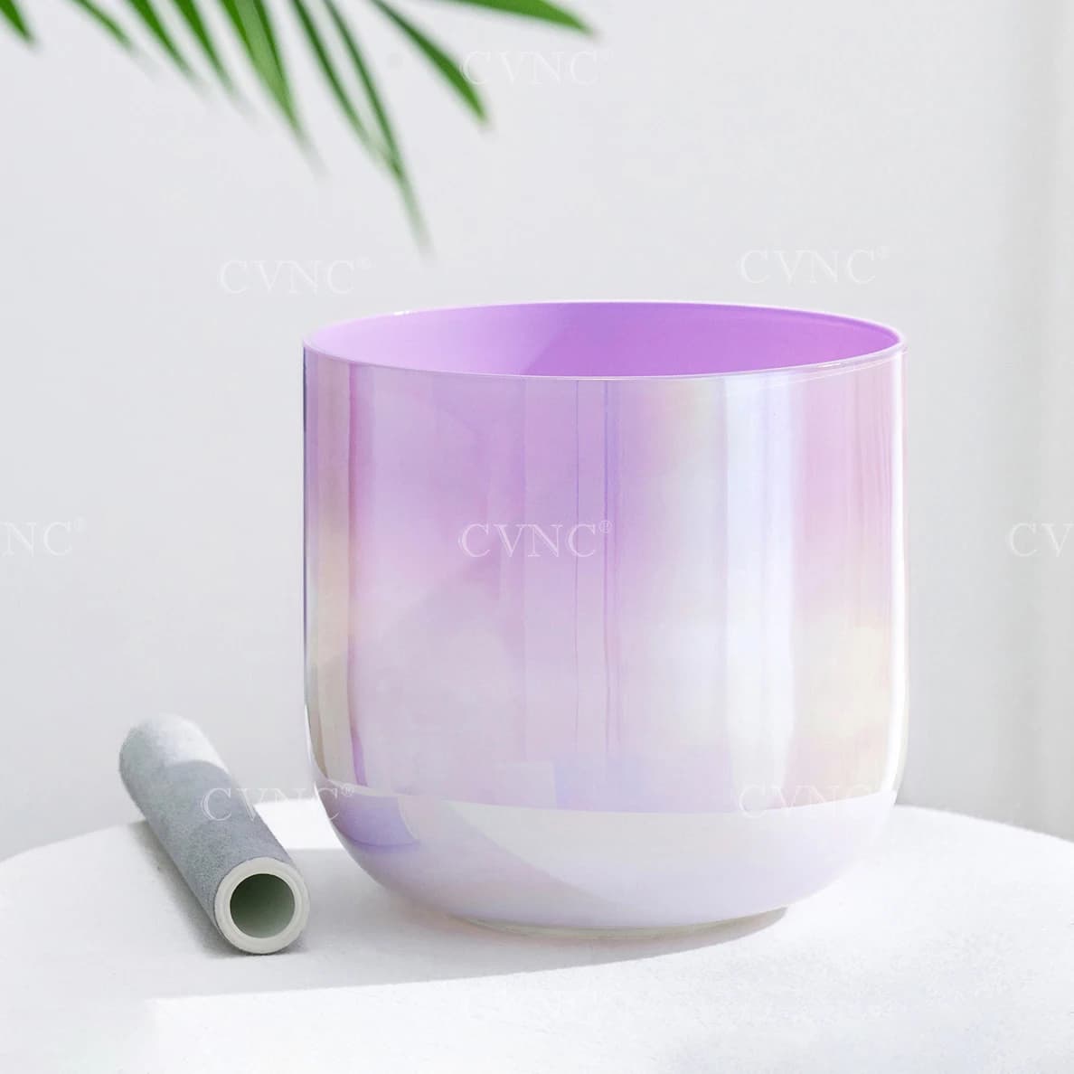 CVNC 7 Inch Dream Purple Nebula Color Alchemy Quartz Crystal Singing Bowl for Sound Healing and Meditation with Mallet