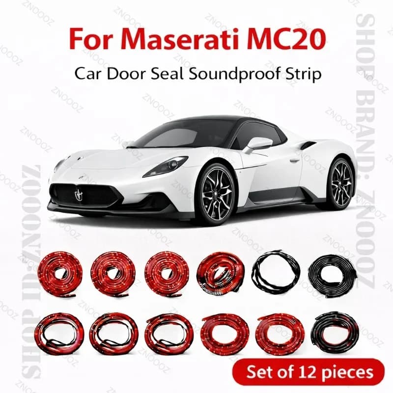 Set di 12 Guarnizioni in Gomma per Porte Auto Maserati MC20, Doppio Strato, Insonorizzanti, Antipolvere e Impermeabili