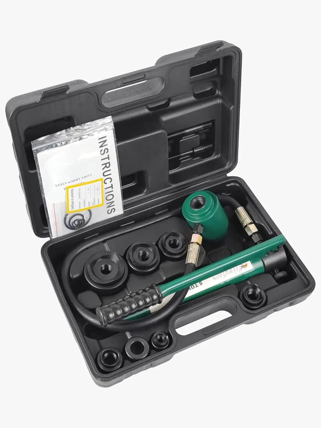 Hydraulic punch set for electric ducts, 1/2 to 2 inch hole tool kit (8T)