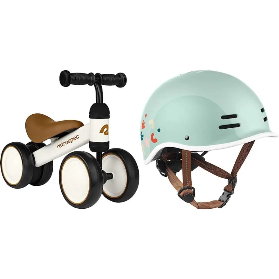 Bicicletta da equilibrio per girello da cricket con 4 ruote per età 12-24 mesi - Bicicletta giocattolo per bambini per 1 anno - Giocattoli da giro per