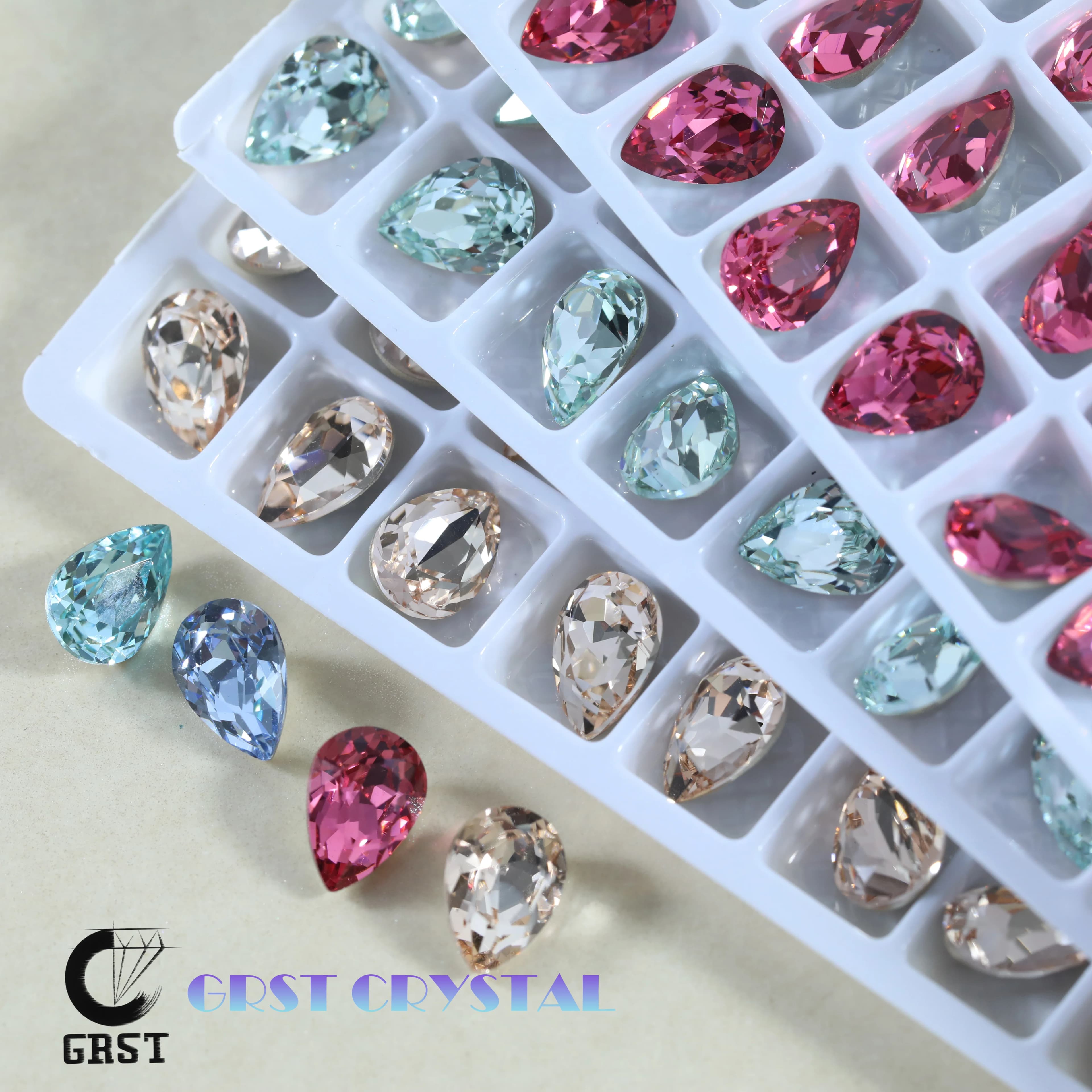 Drop Shaped Pointed Bottom PRO Hand Sew Rhinestones Sparkling Crystal Beads DIY Decor Accessories Bags Shoes Clothes Phone Case