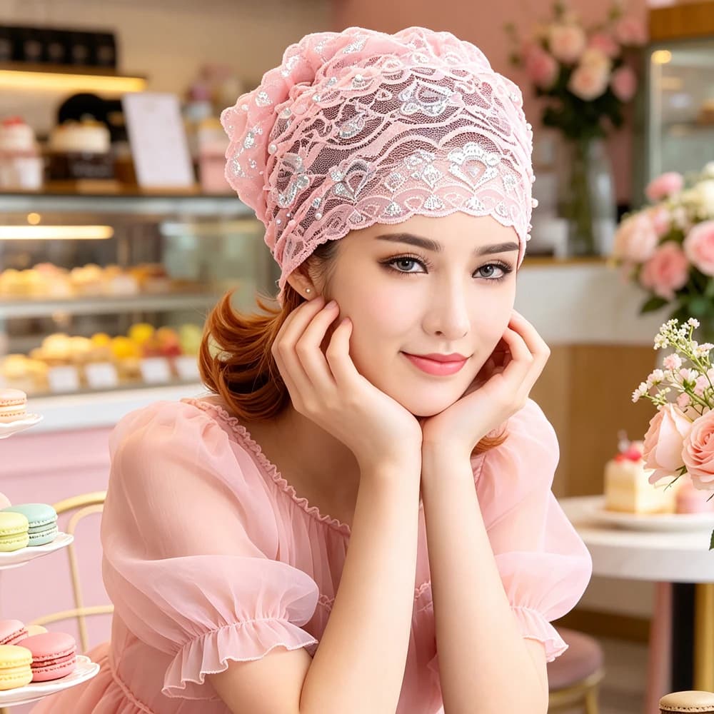 New Flower Lace Underscarf Muslim Caps Islamic Hat Full Ninja Inner Hijab Headwear Head Wrap Women Mesh Headscarf Beanies Bonnet